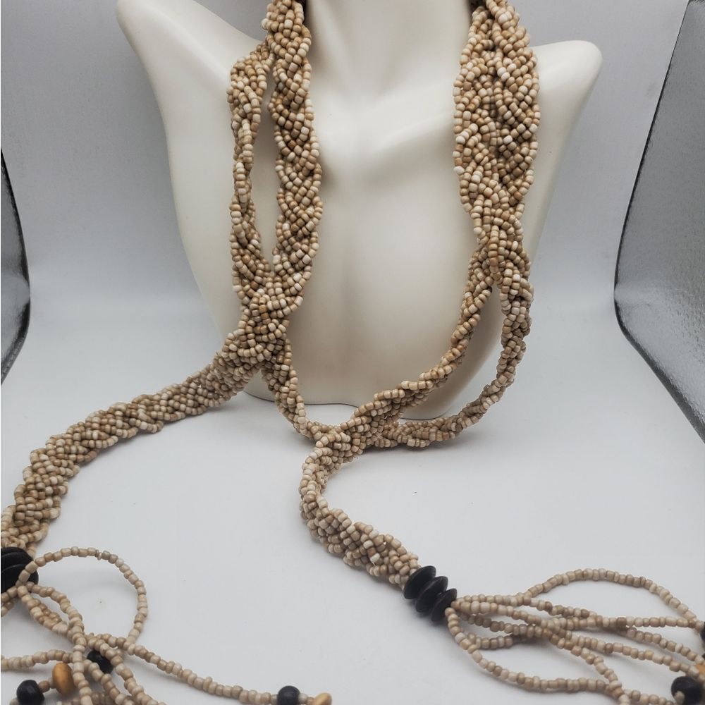 Vintage tassel necklace heavy well made thousand beaded luxury piece estate find
